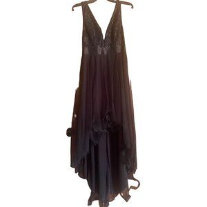 Black Tulle Lace Dress With Sequins Veil L Dead Bride Black Wedding Goth Fairy